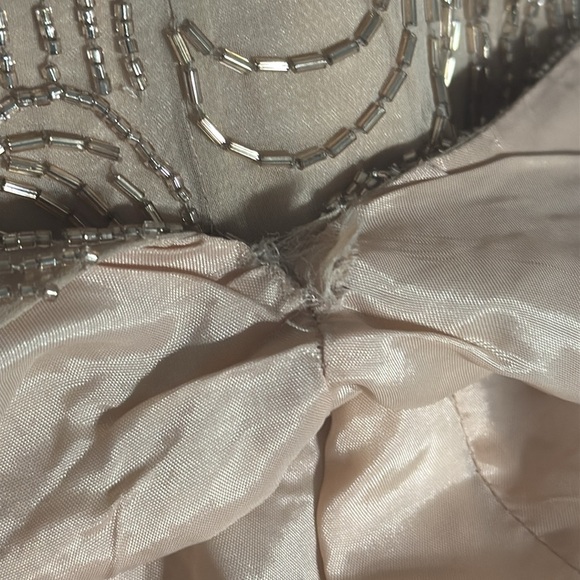 VINTAGE Peak Evenings 100% Silk Hand Beaded Gown Dress size 6 4 Champagne - Picture 14 of 16